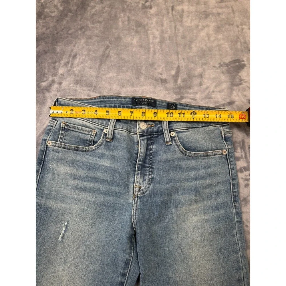 Lucky Brand Women's Ava Mid-Rise Skinny Jeans Size 6/28 Light Blue Wash Distress